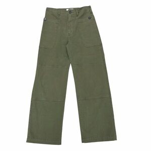 Frame Green Khaki Cropped Wide Leg Pants